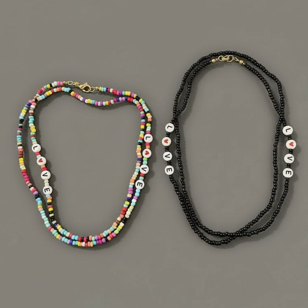 MULTI COLOR BEADED LOVE NECKLACE