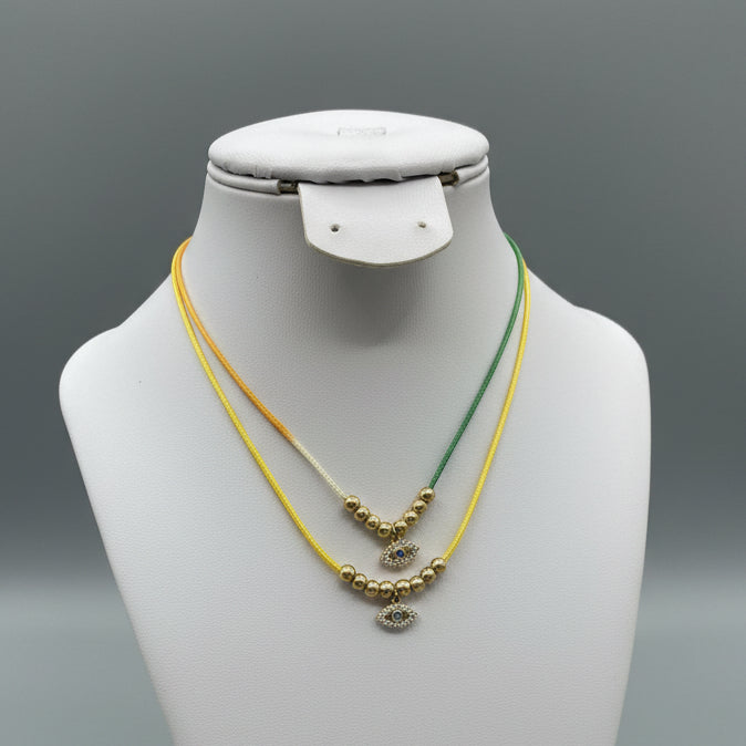 RAINBOW STIRNG EVIL EYE NECKLACE