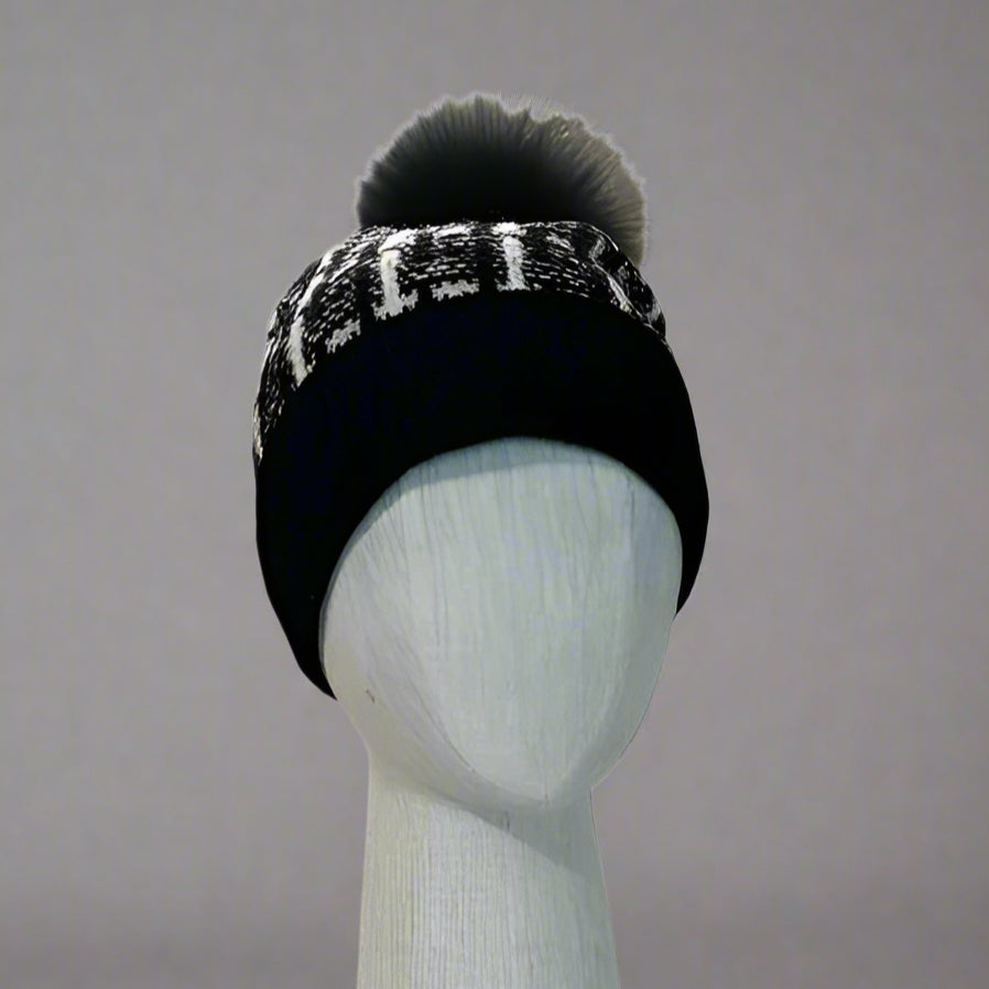 BLACK MIX TWEED KNIT HAT