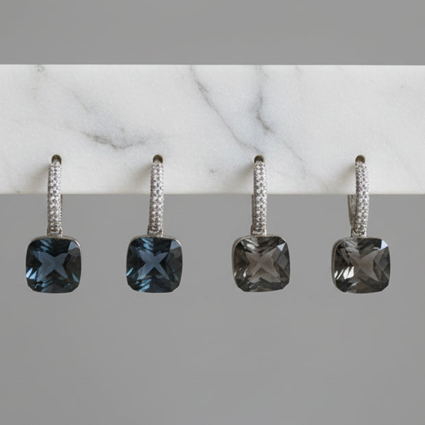 STERLING SILVER CZ "GEM" DROP EARRINGS