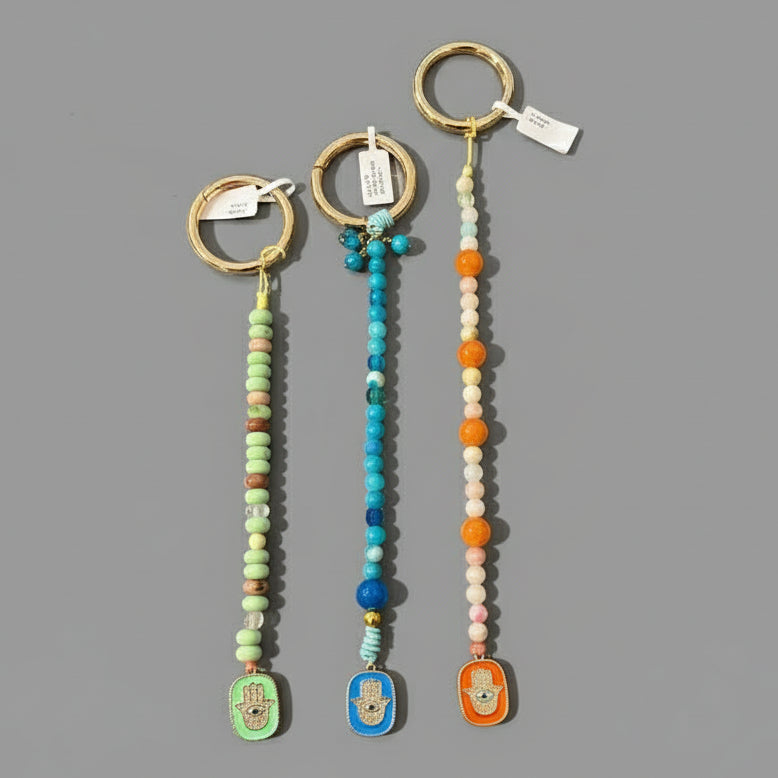 EVIL EYE AGATE STONE KEYCHAIN