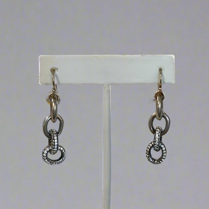 SILVER AND CZ CHAIN EARRINGS
