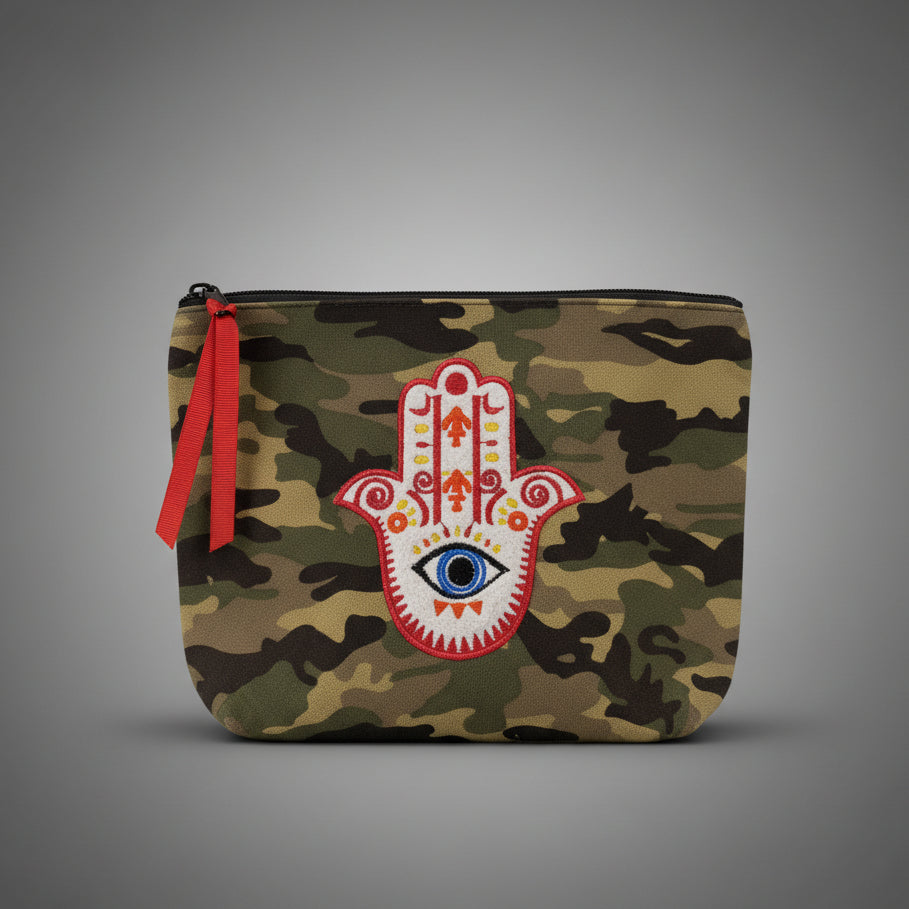 CAMO HAMSA CANVAS POUCH