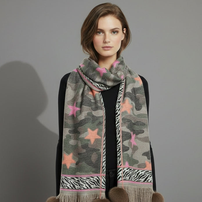 ARMY GREEN WOVEN CAMO SCARF