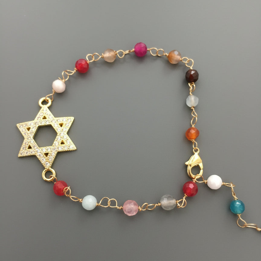 GOLD FILLED TOURMALINE PAVE STAR BRACELET