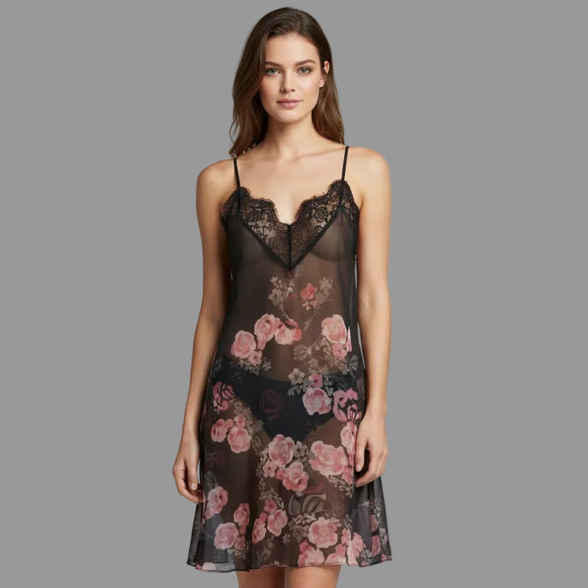 CHARCOAL FLORAL CHEMISE