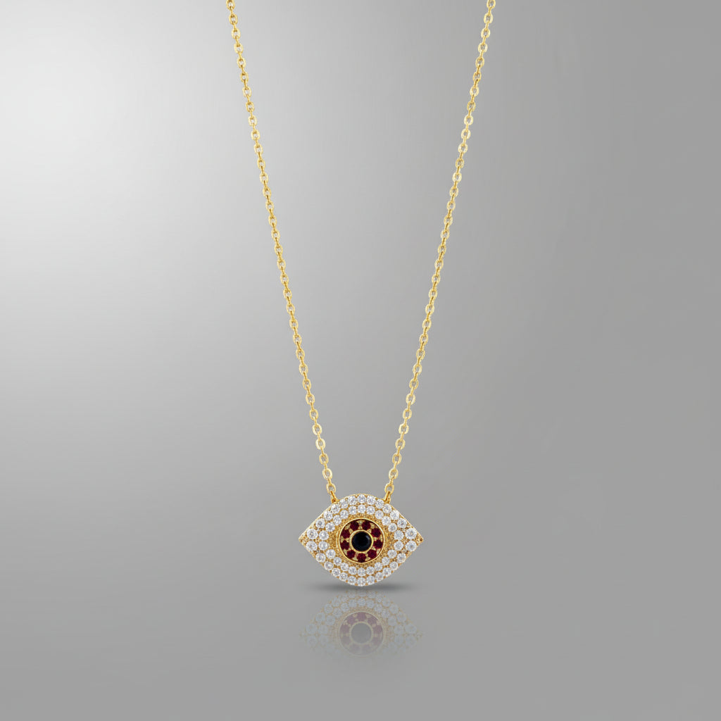 CZ GOLD EVIL EYE NECKLACE
