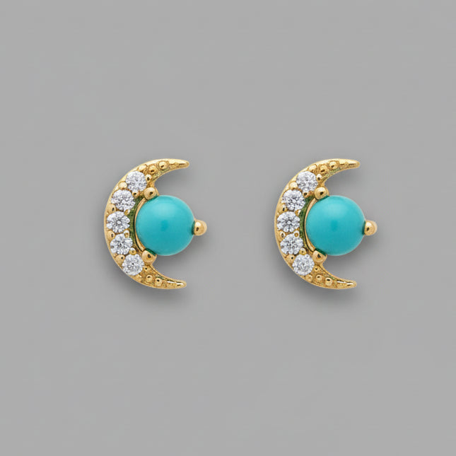STONE MOON WITH TURQUOISE EARRING