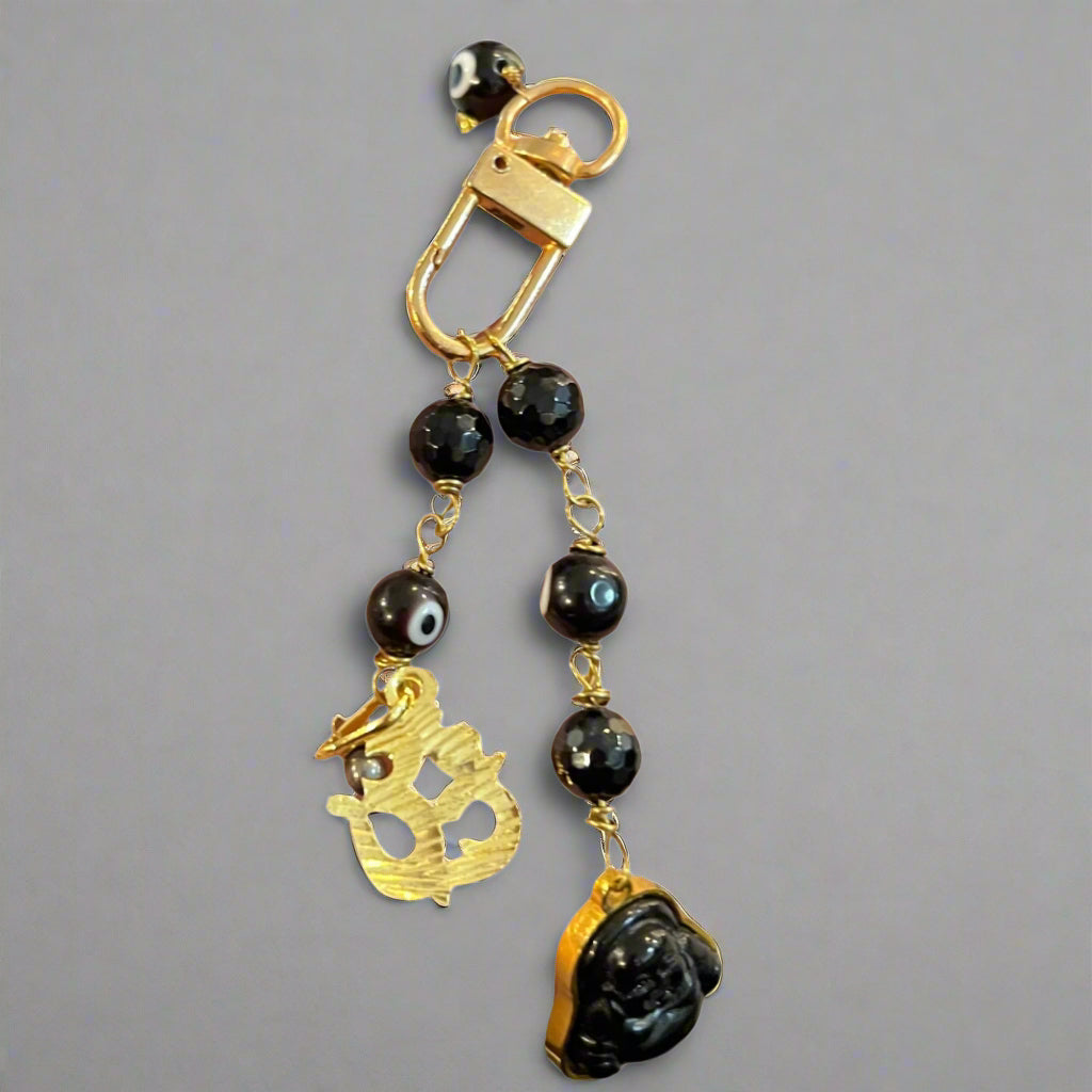 BLK ONYX BUDDHA KEYCHAIN