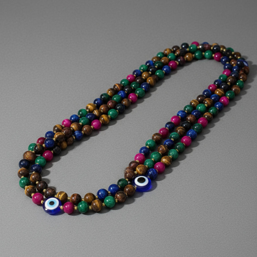 TIGER EYE MULTI BEAD W/EVIL EYE