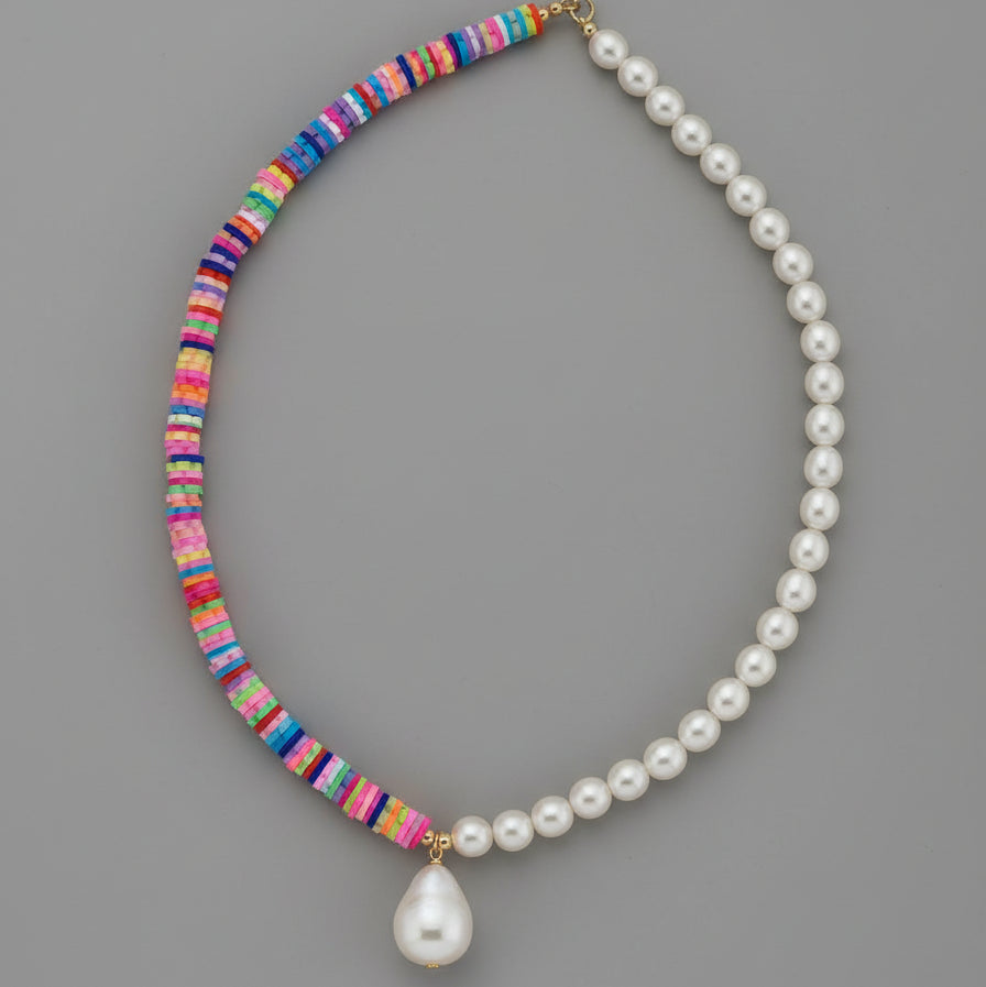 PEARL DROP COLORFUL NECKLACE