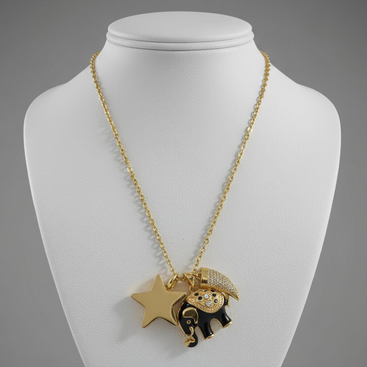 ENAMEL ELEPHANT CHARM NECKLACE