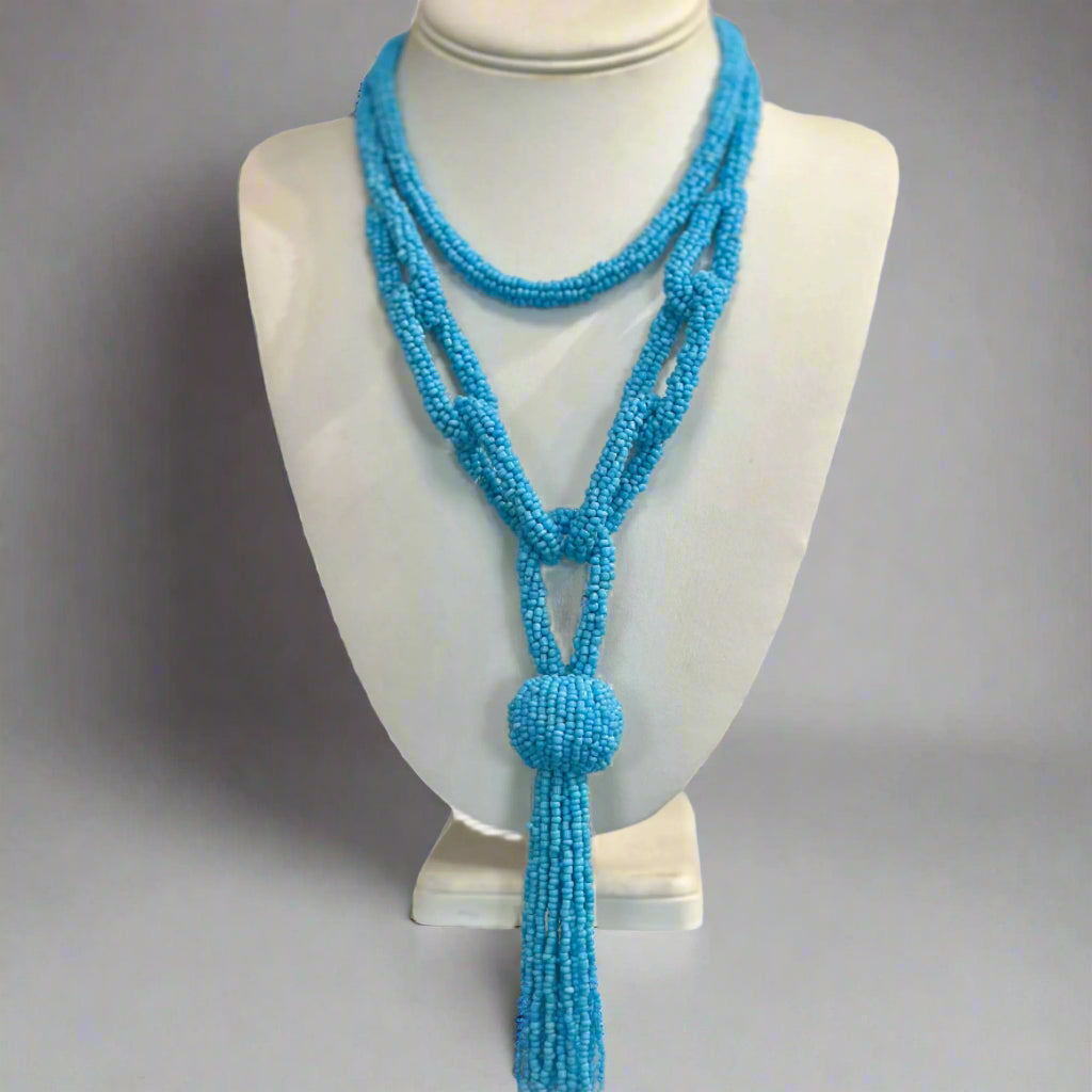 BEADED TASSEL NECKLACE