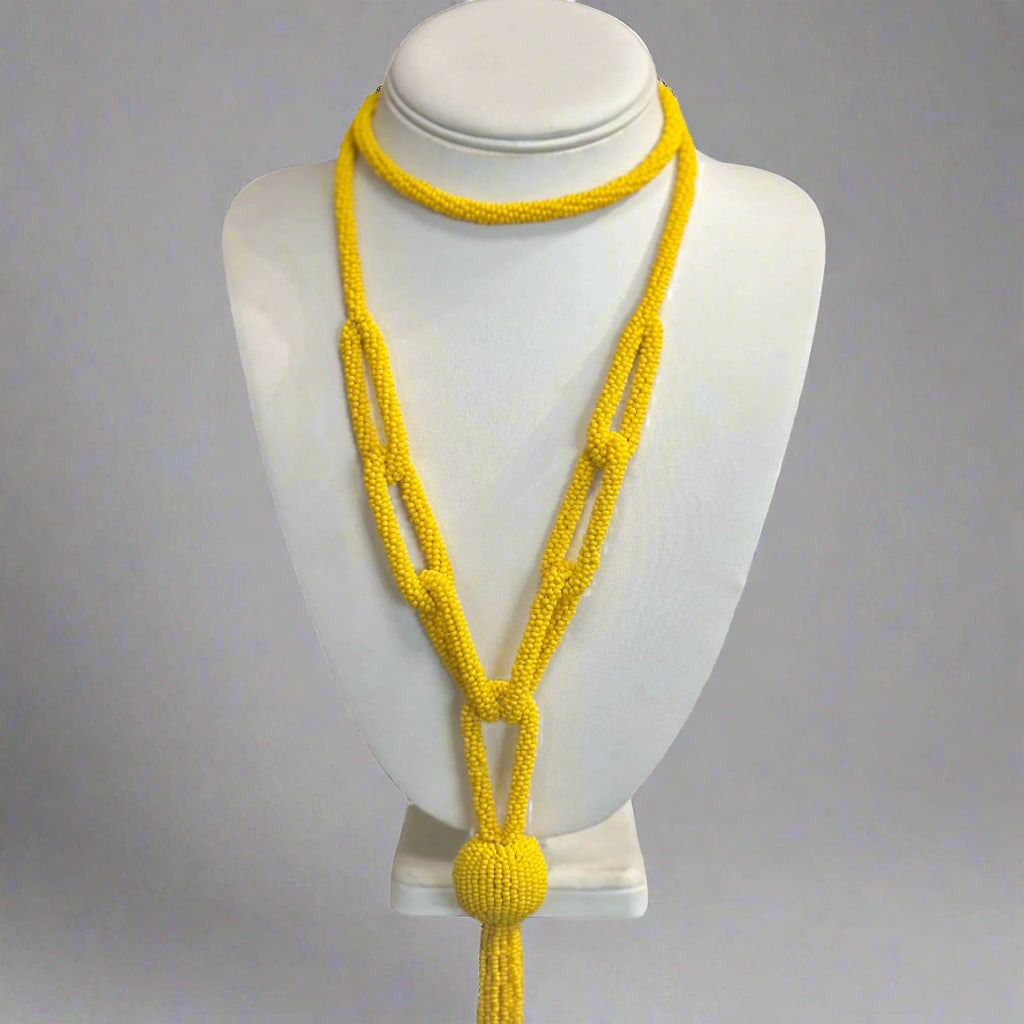 BEADED TASSEL NECKLACE