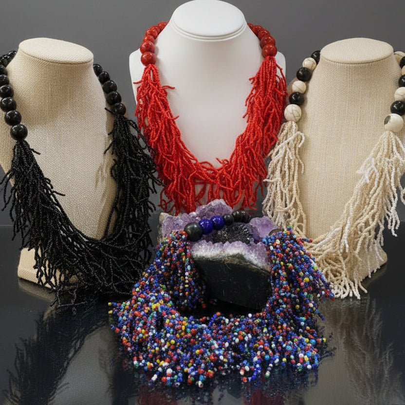 FRINGY BEADED NECKLACE