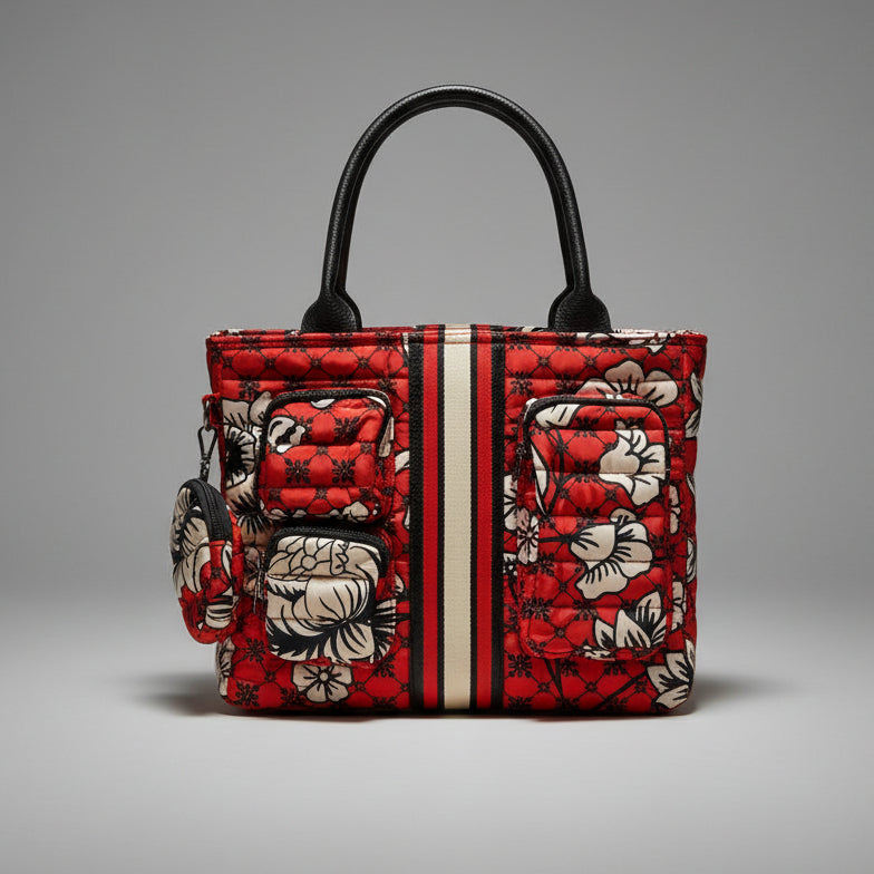 LANCASTER TOTE RED FLORAL
