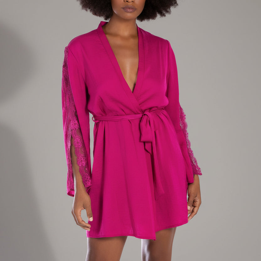 ROSE WINE LACE ROBE