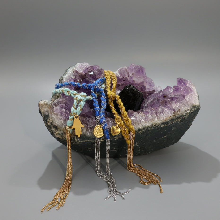 WOVEN WRAP BRACELET W CHARM