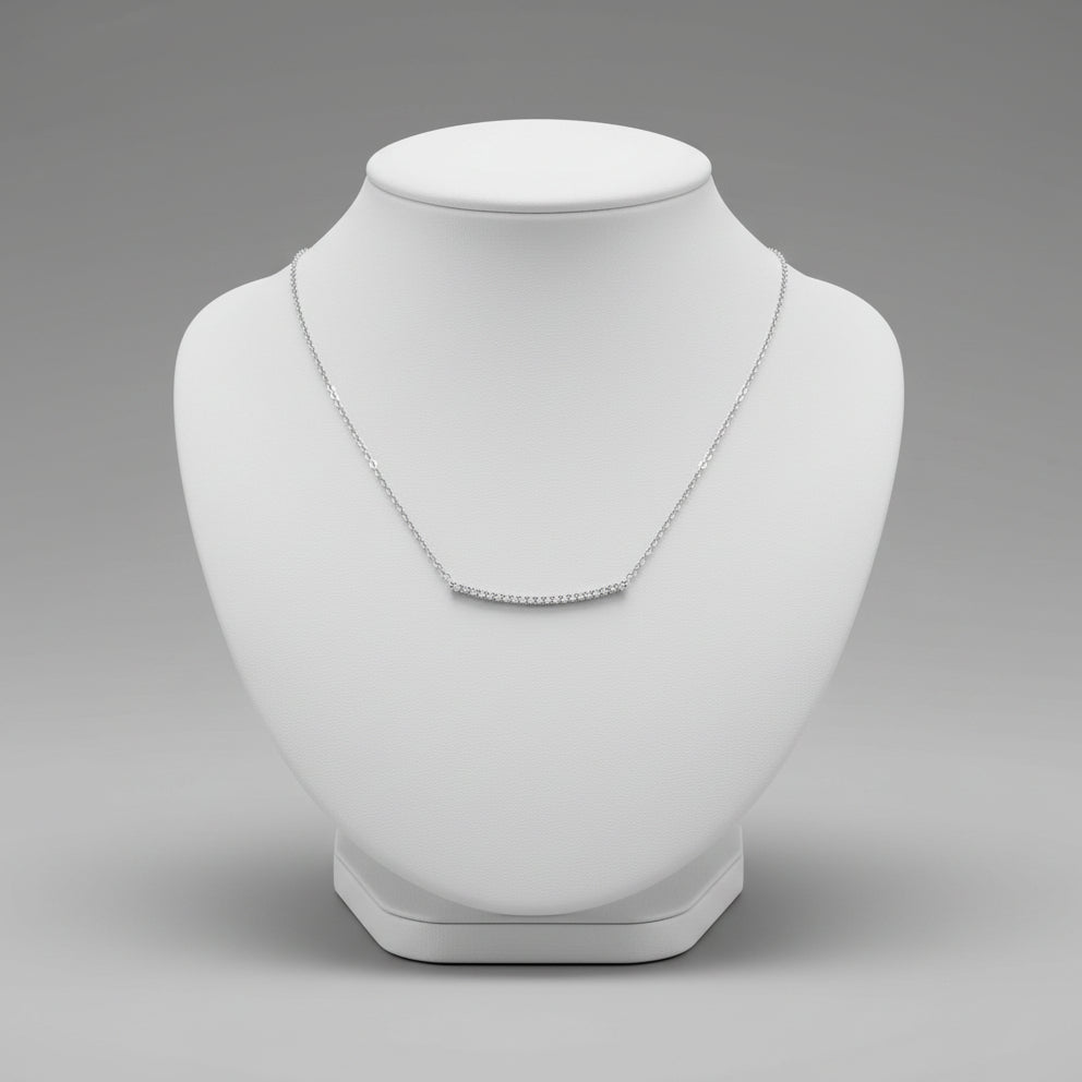 CZ CURVED BAR NECKLACE