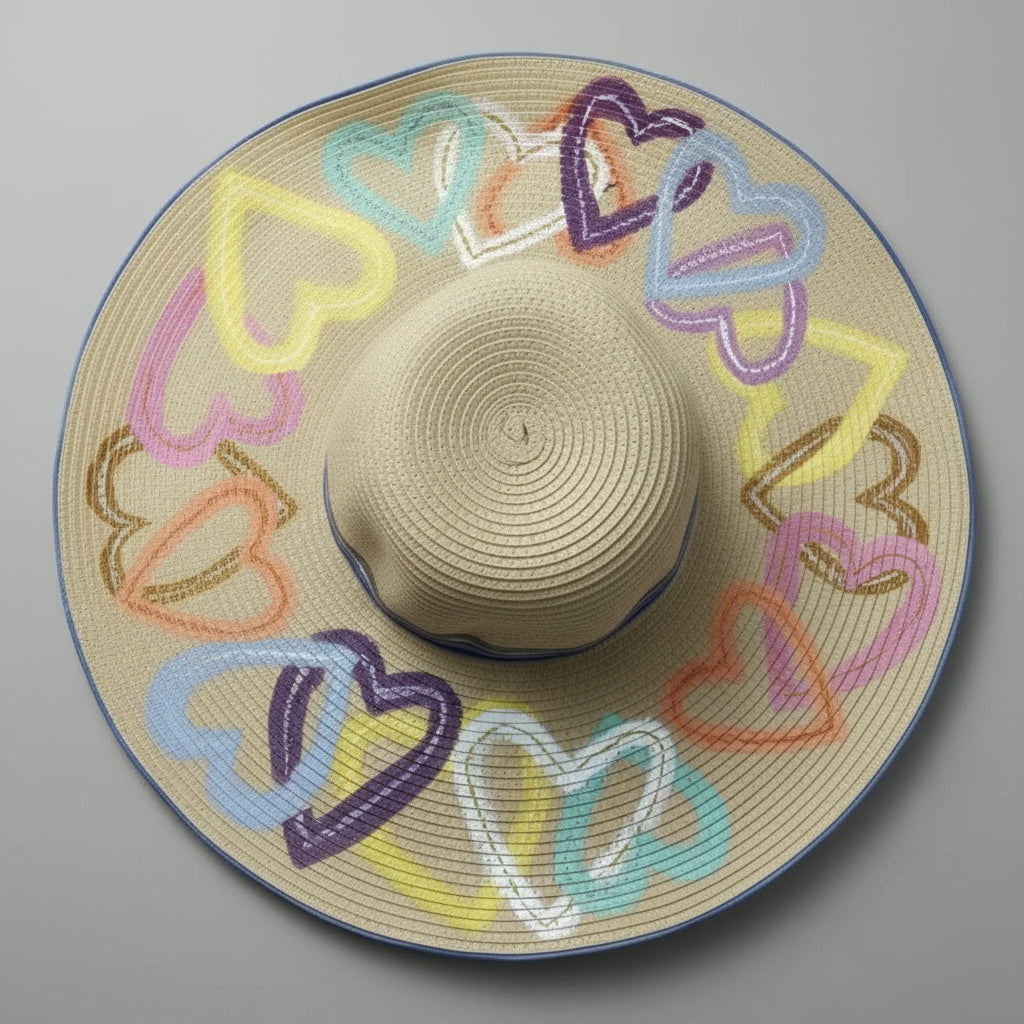 PAINTED HEARTS FLOPPY HAT