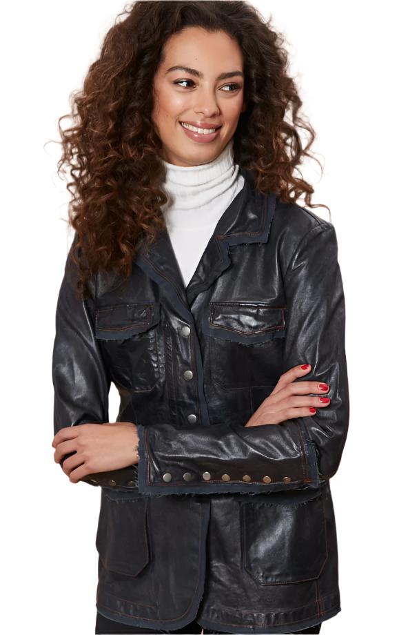 MERYL DYE/WASHED LEATHER JACKET