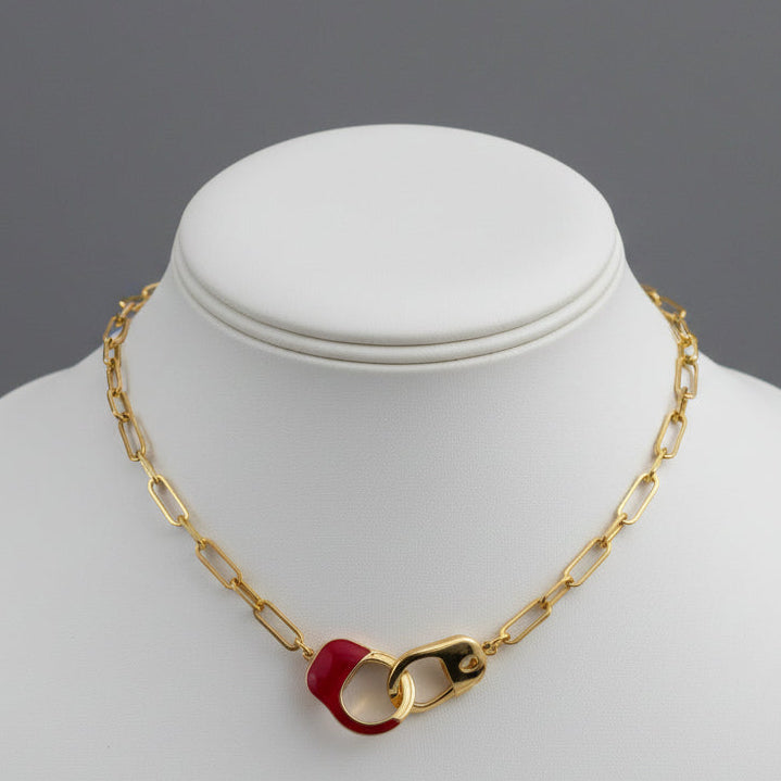 PAPERCLIP CHAIN HANDCUFF NECKLACE