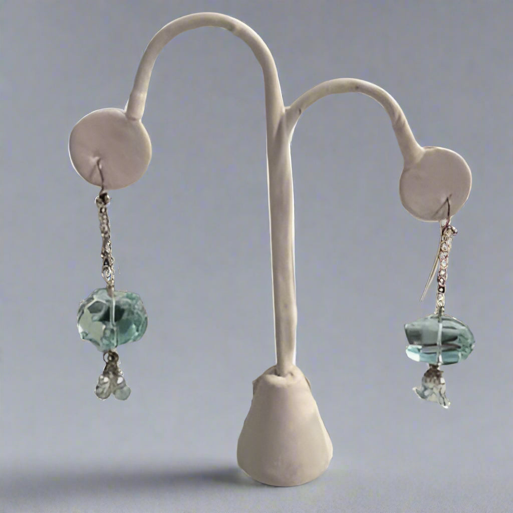 SS AND PEARLS BLUE QUARTZ EARRI