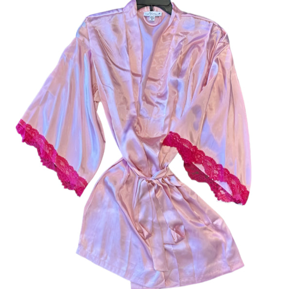 PINK SATIN/LACE WRAPPER