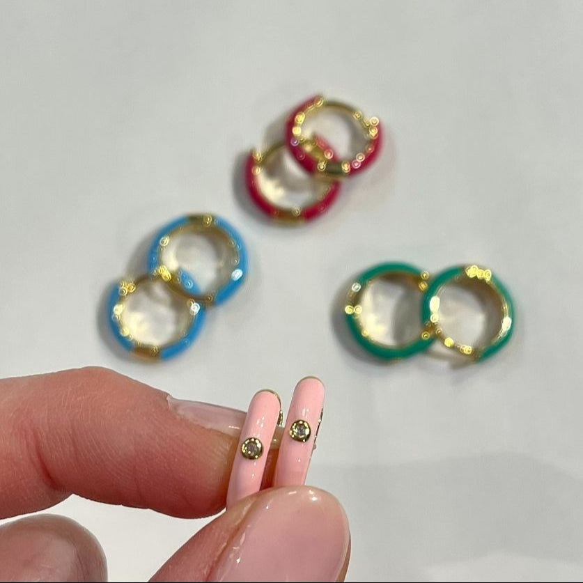 ENAMEL W/ CZ HUGGIE