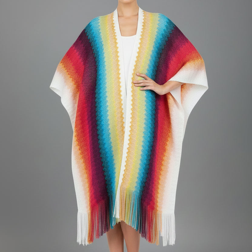 KNIT STRIPED KIMONO