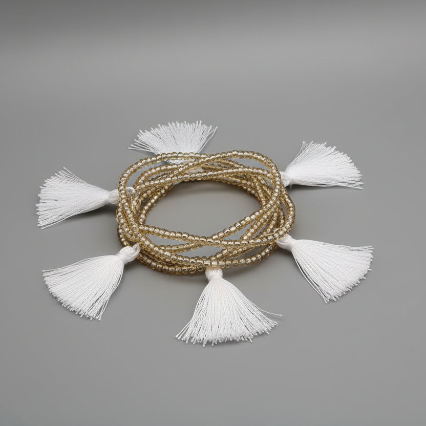 GOLD BEADED TASSEL BRACELET