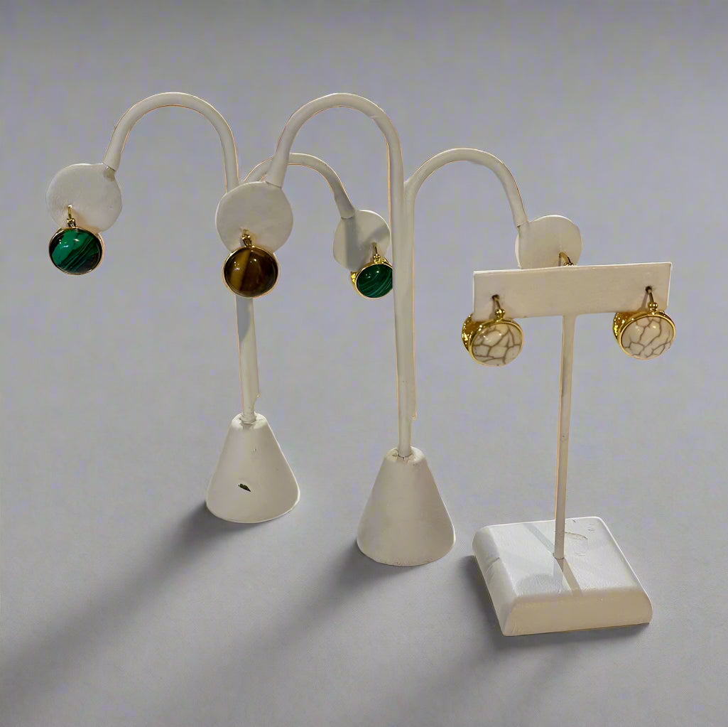 HOWLITE/MALACHITE/TIGEREYE EARRINGS