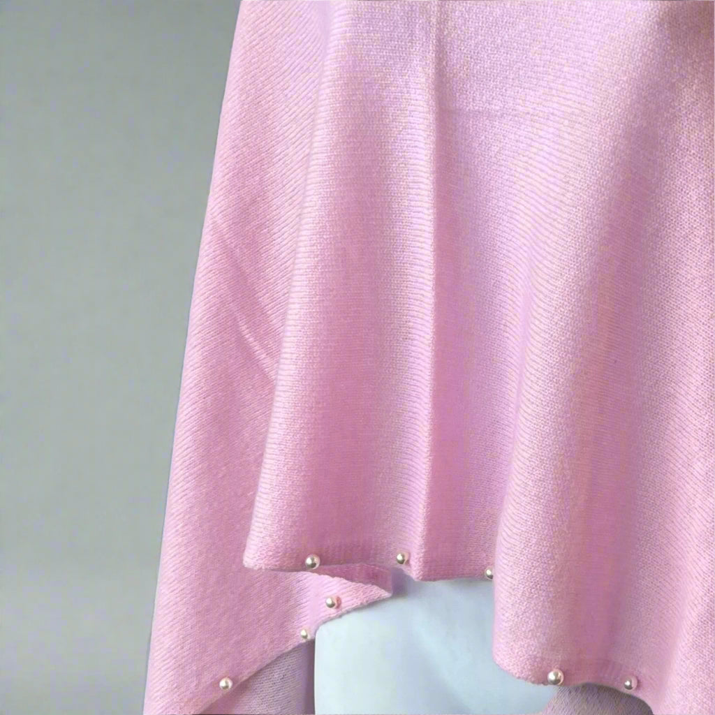 CASHMERE PEARL TRIM TOPPER/PONCHO