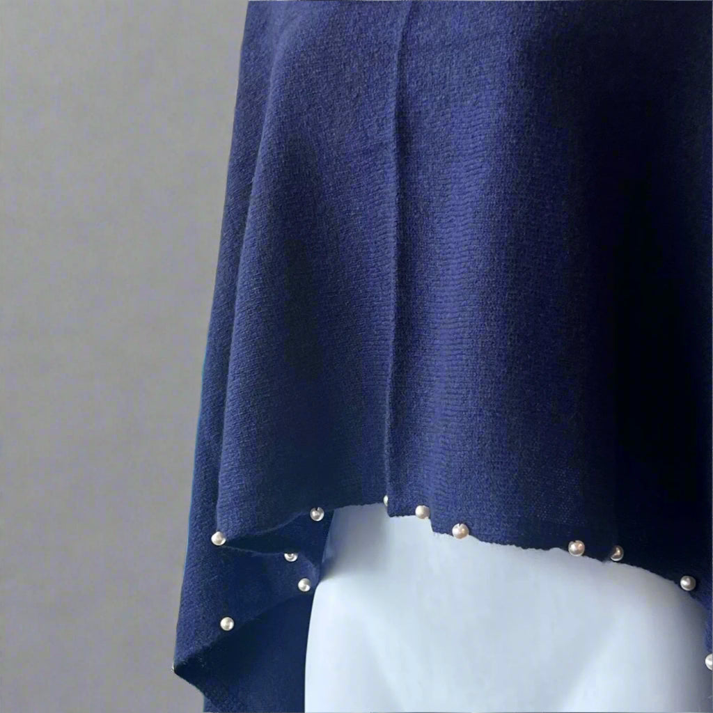 CASHMERE PEARL TRIM TOPPER/PONCHO