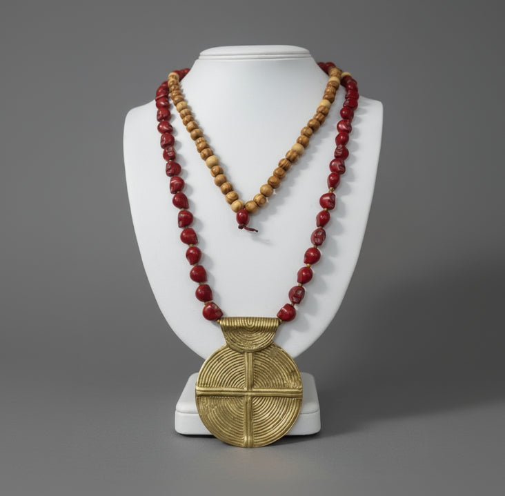 VINTAGE BRASS INFINITY SANDALWOOD PENDANT