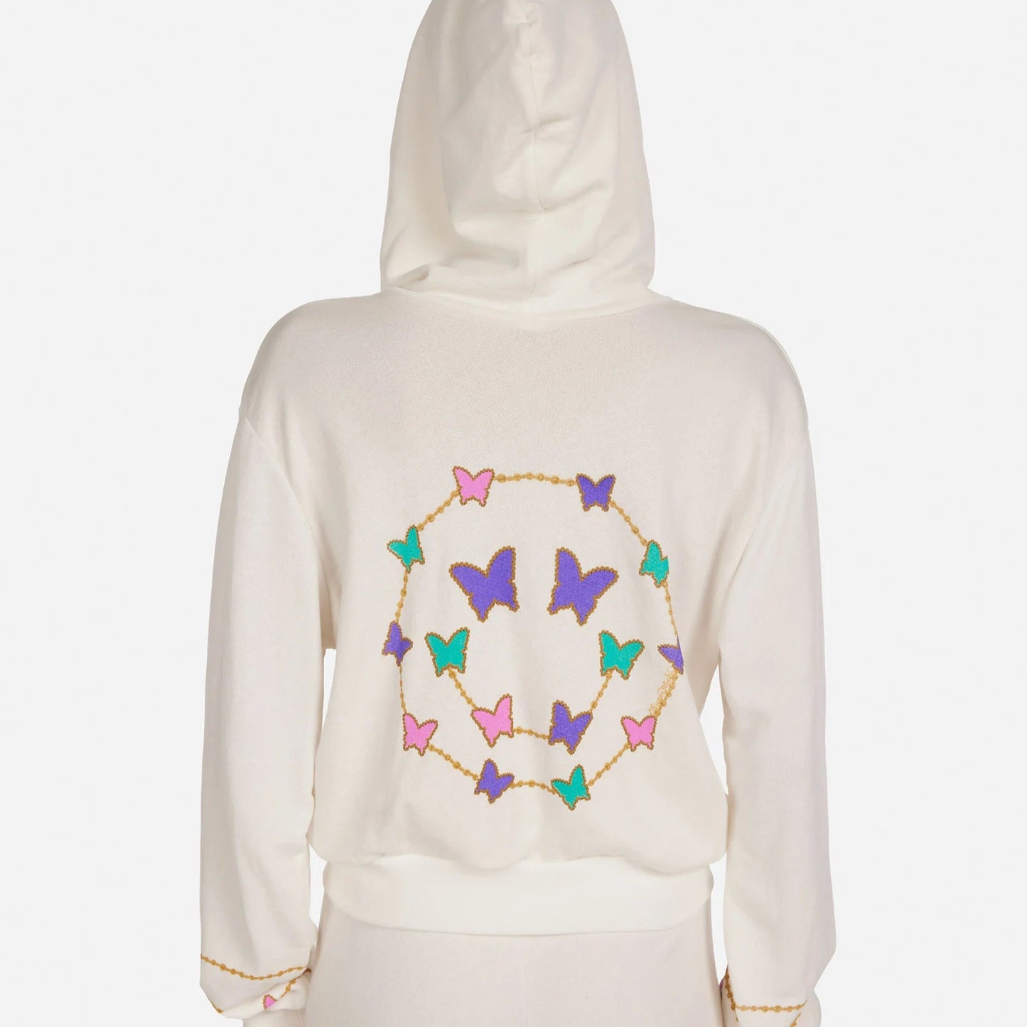 BUTTERFLY CHARM HAPPYFACE ZIP UP SWEATSHIRT