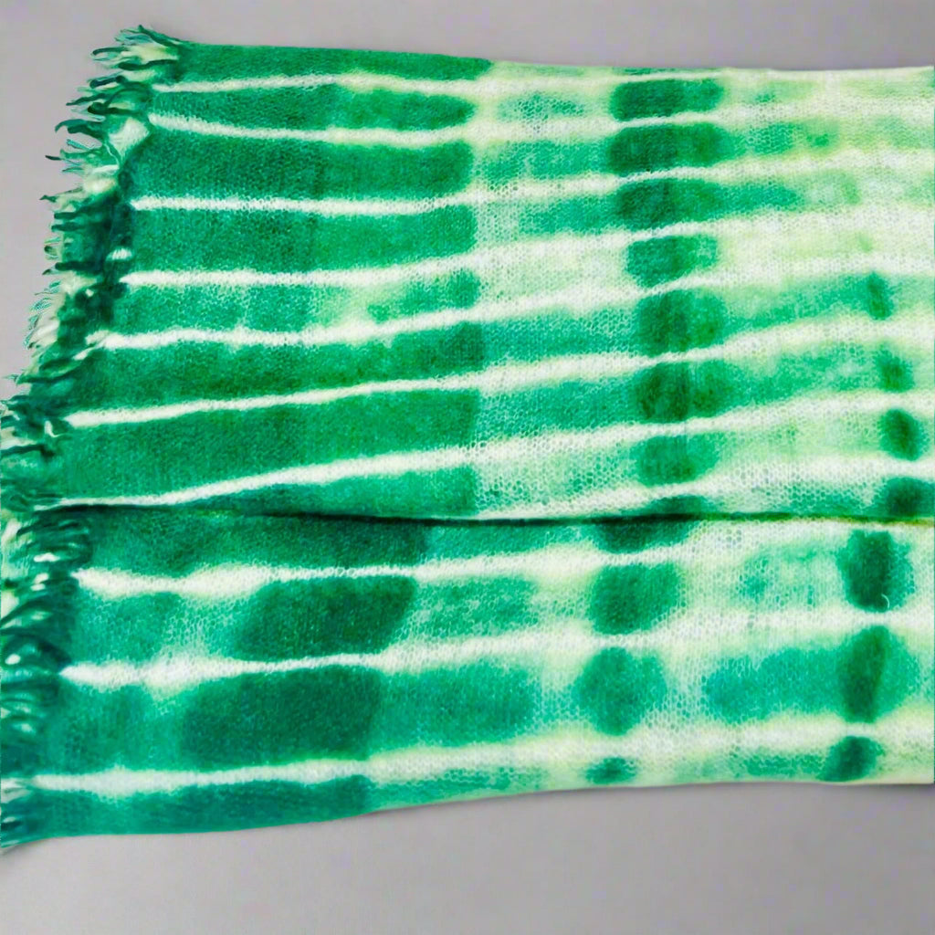 GREEN TIE - DYE CASHMERE SCARF