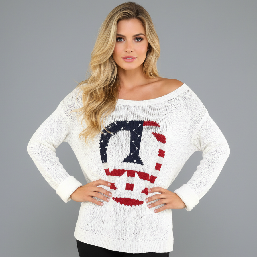 FLAG PEACE SIGN COTTON CREW