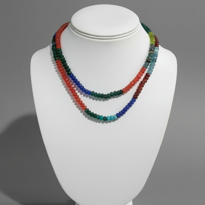 MULTI COLOR FACETED JADE AGATE NECKLACE