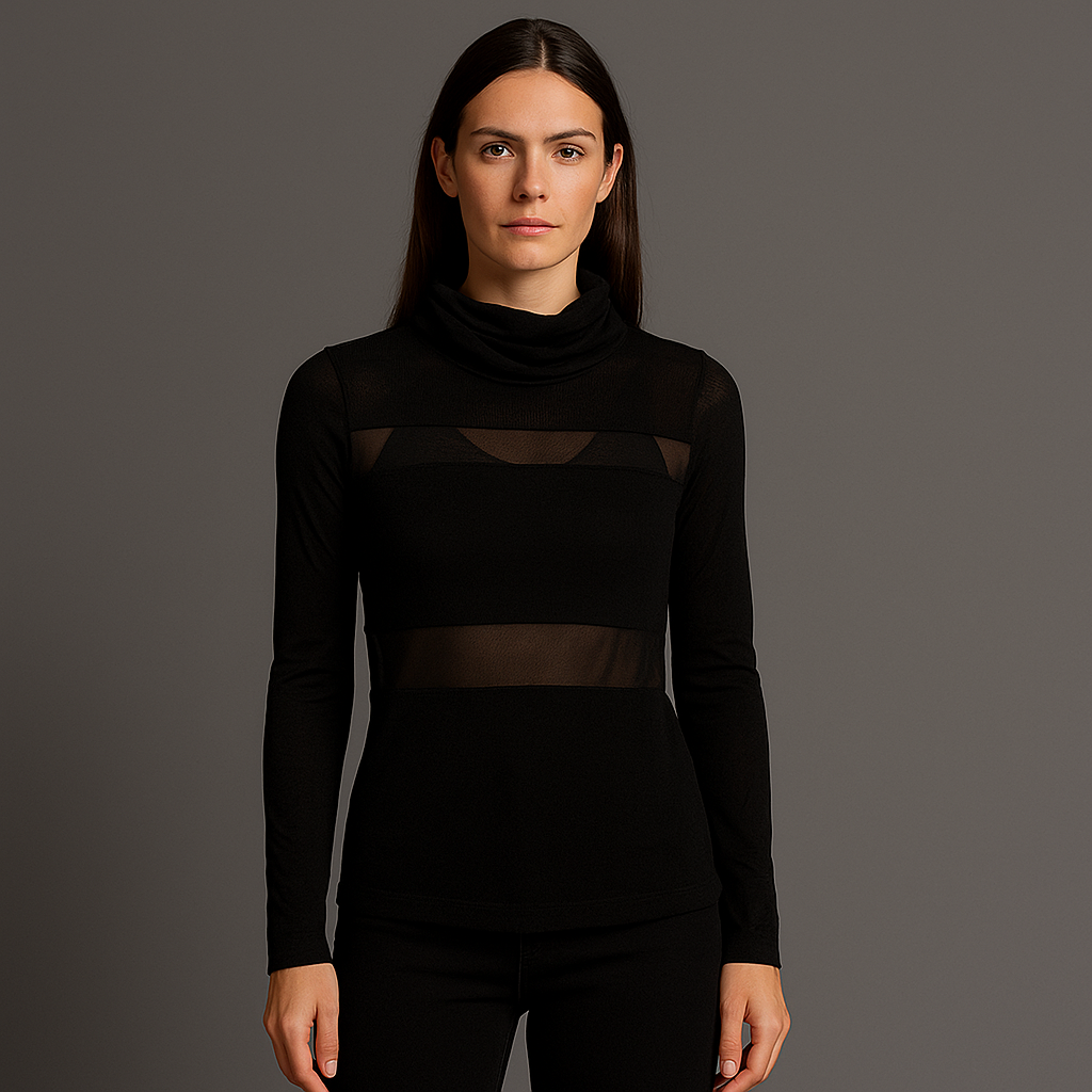 FITTED TURTLENECK WITH MESH