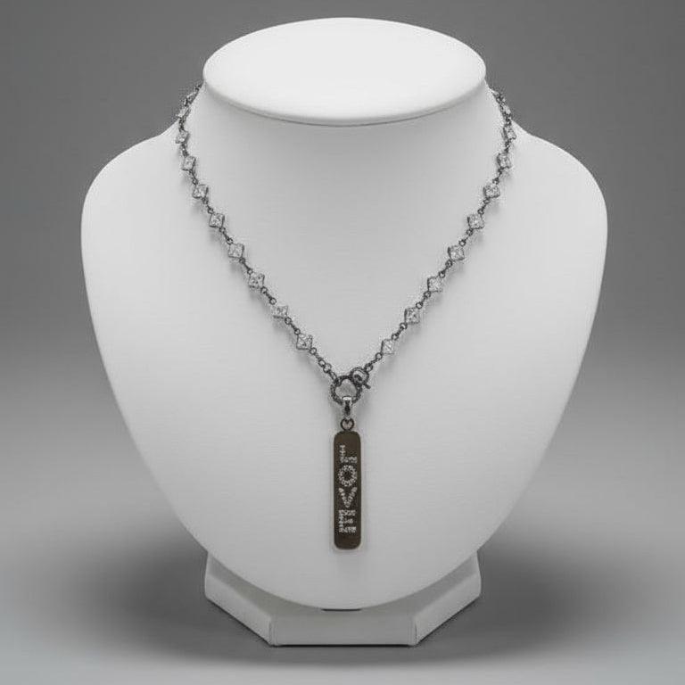 DIAMOND LOVE BAR CZ NECKLACE