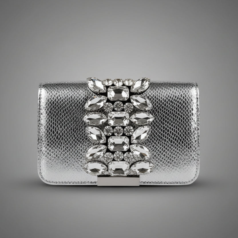 SILVER STONES EVENING BAG