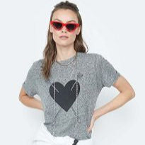 S/S VINTAGE GREY W/HOLES LOVE-T SHIRT