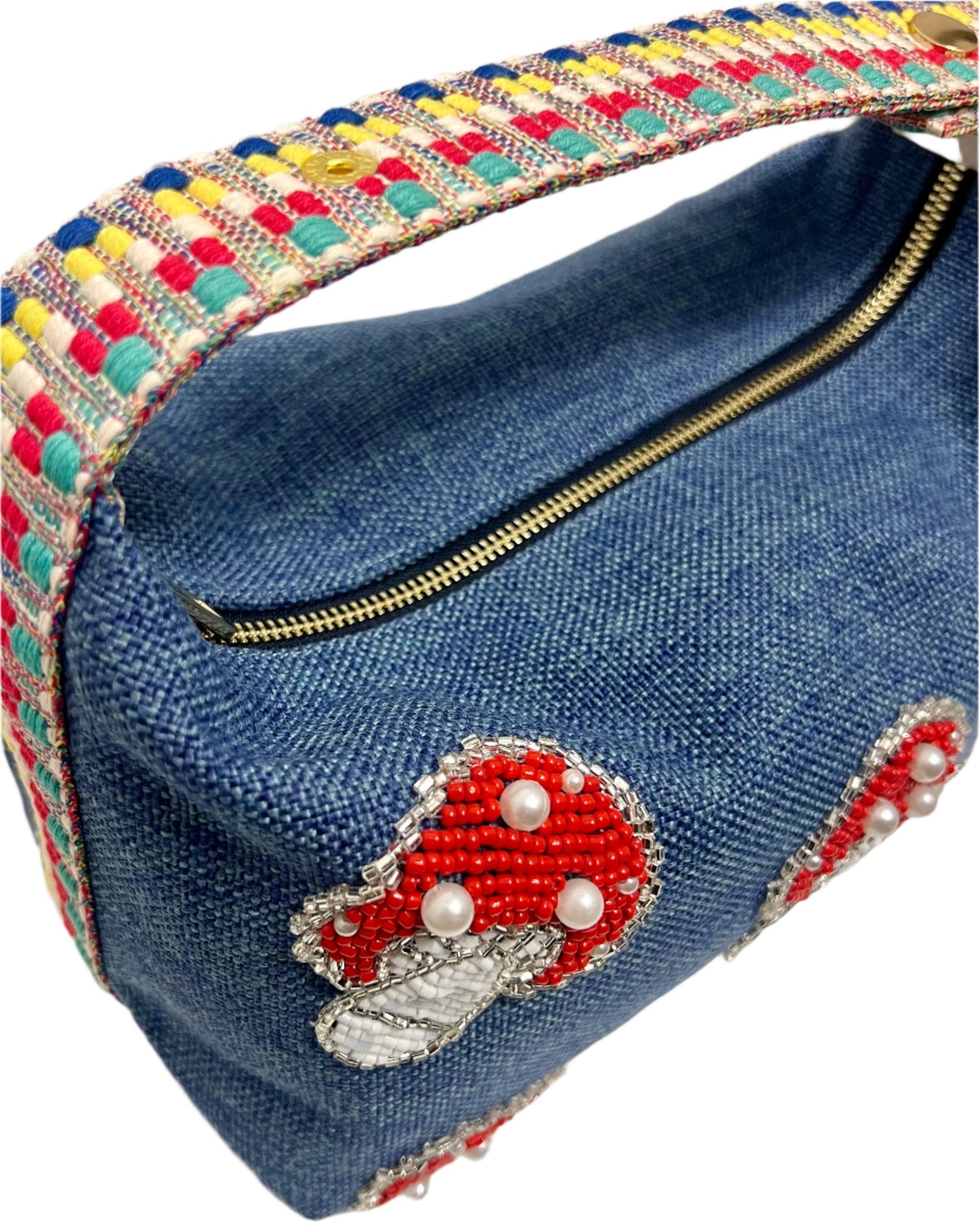 DENIM MUSHROOM CLUTCH BAG