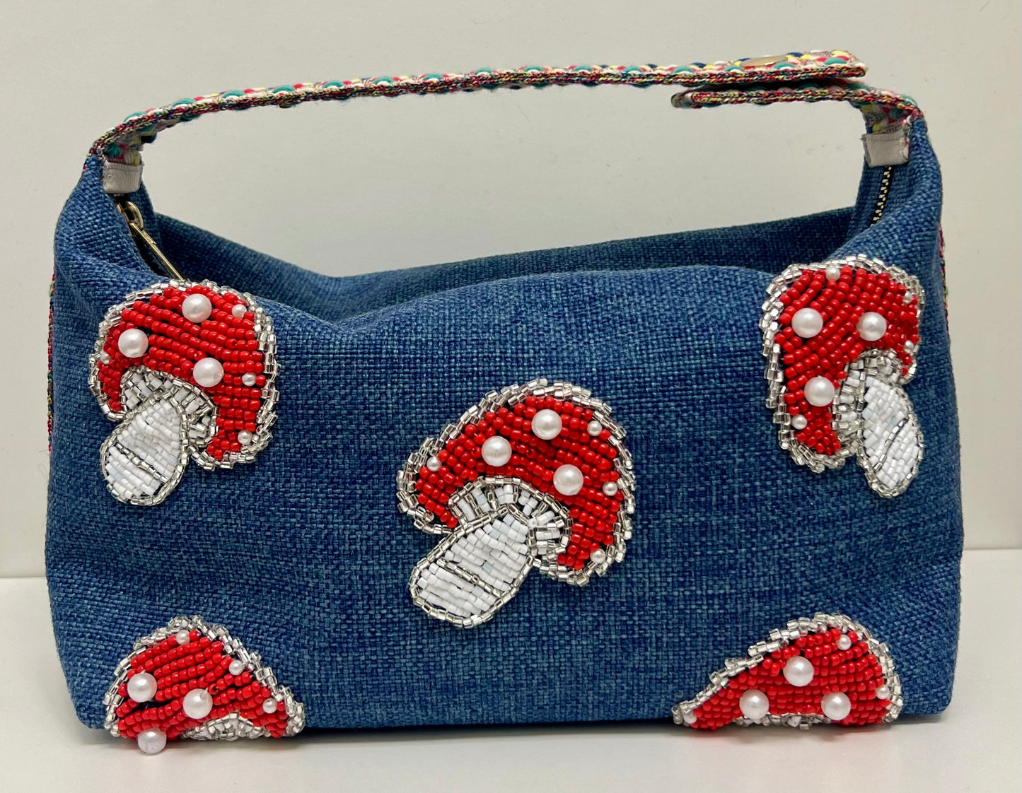 DENIM MUSHROOM CLUTCH BAG