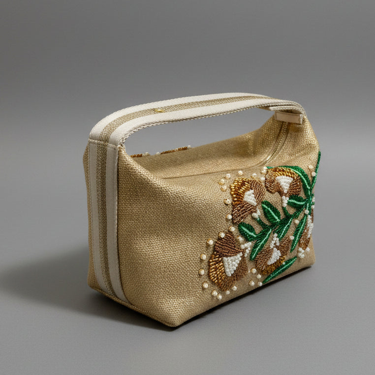 GOLD FLOWER CLUTCH BAG