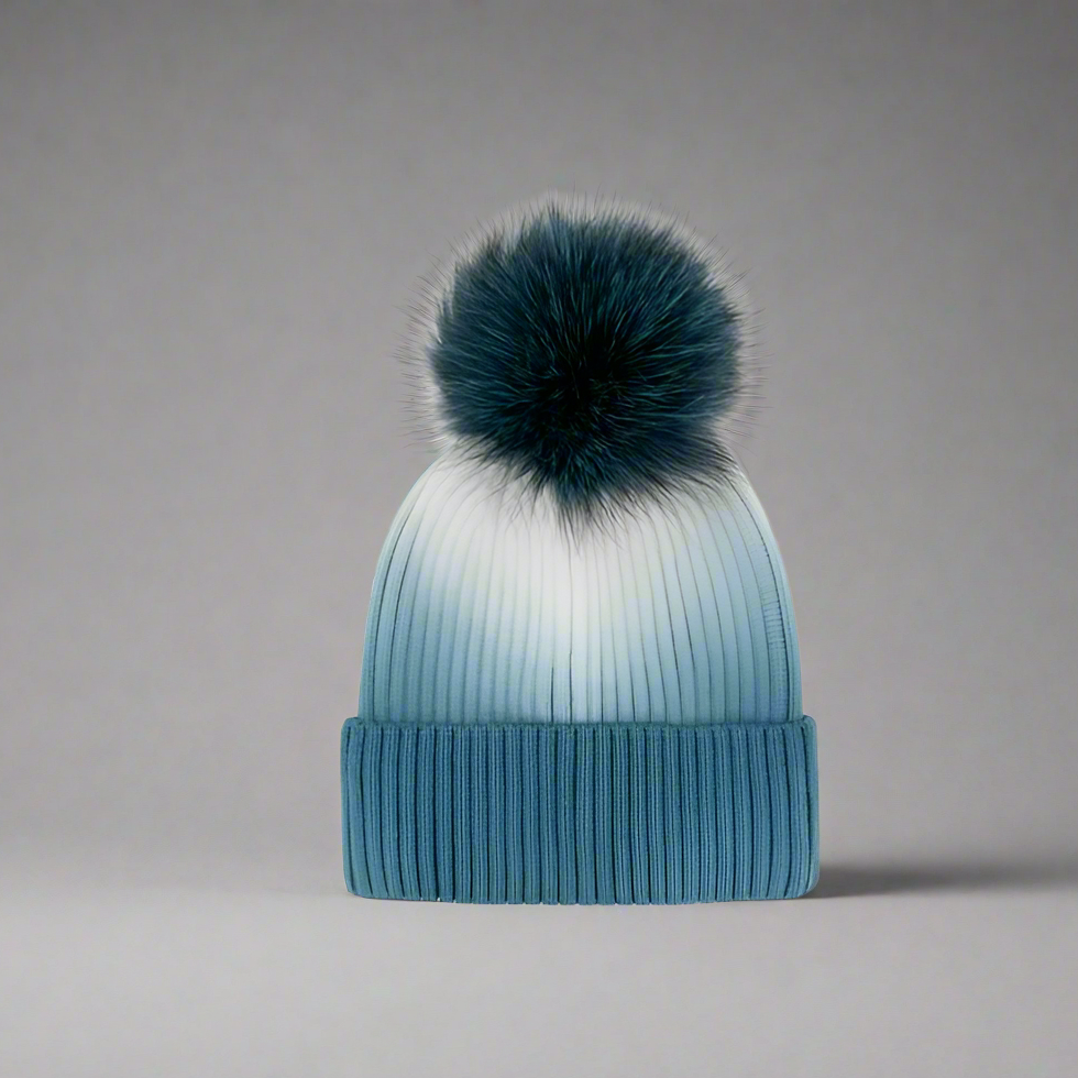 BLUE DIP DYE KNIT BEANIE
