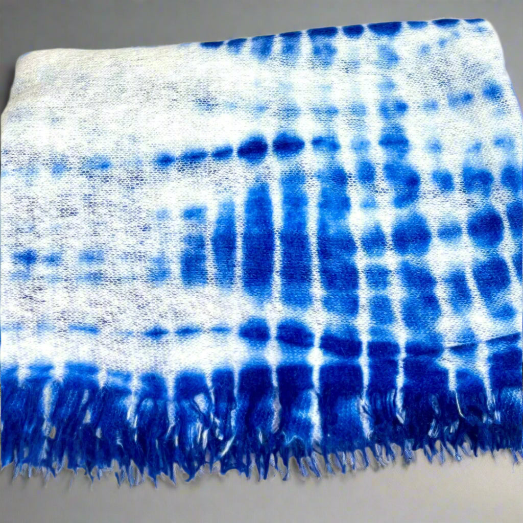 BLUE TIE - DYE CASHMERE SCARF