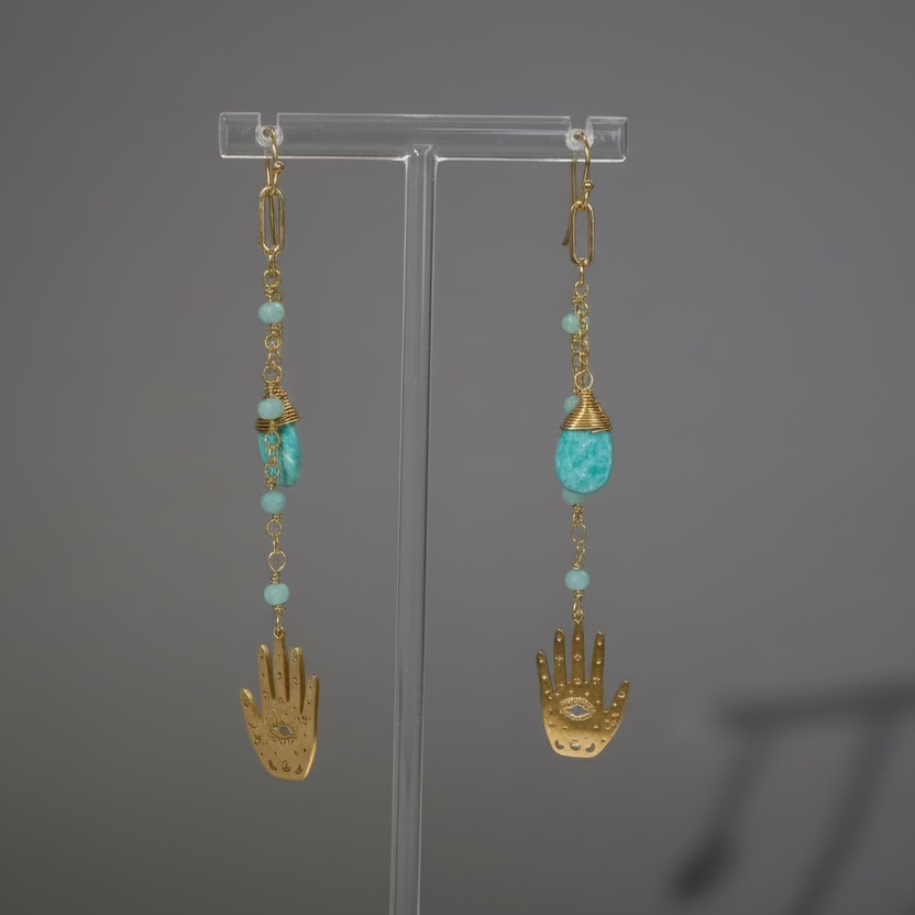 TURQUOISE HAMSA EARRINGS