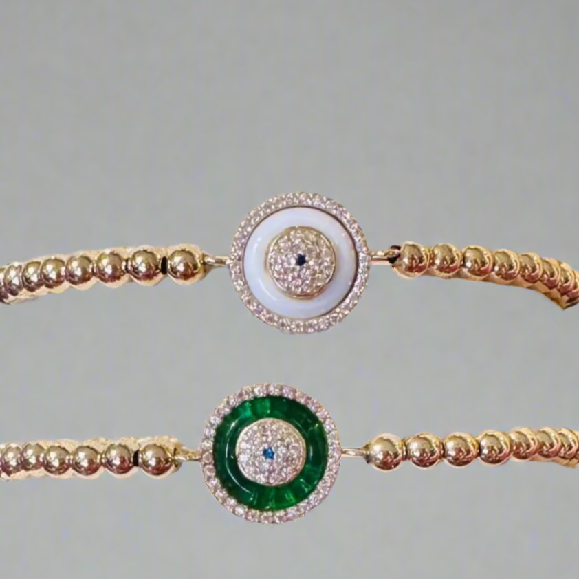 ENAMEL & CZ EVIL EYE BRACELET